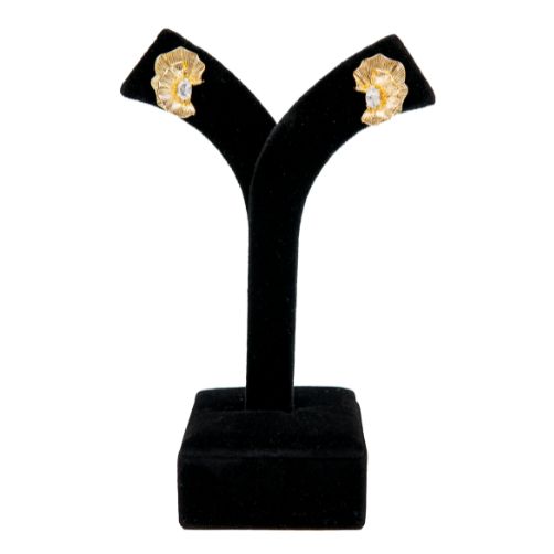 Golden Petal Textured Stone Stud Earrings